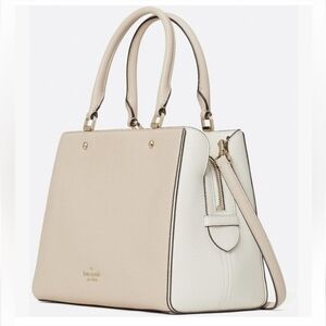 Kate Spade Leila triple compartment satchel crossbody bag, handbag in beige